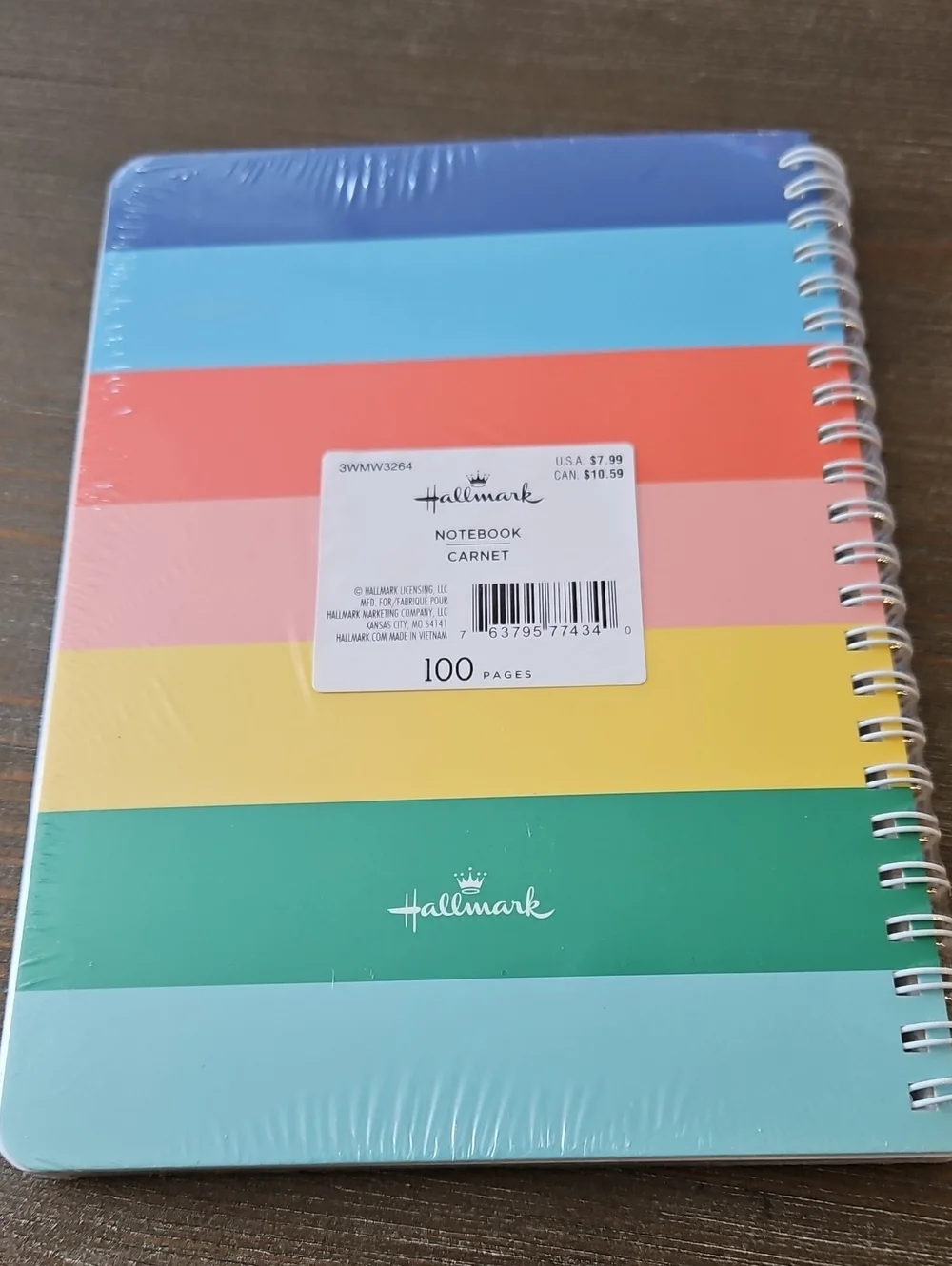 Hallmark Striped Spiral Notebook Multicolor New